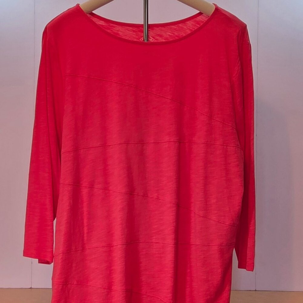 St. Johnβs Bay Womenβs 3/4 Sleeve 100% Cotton Top, 1X, Coral, Never Worn